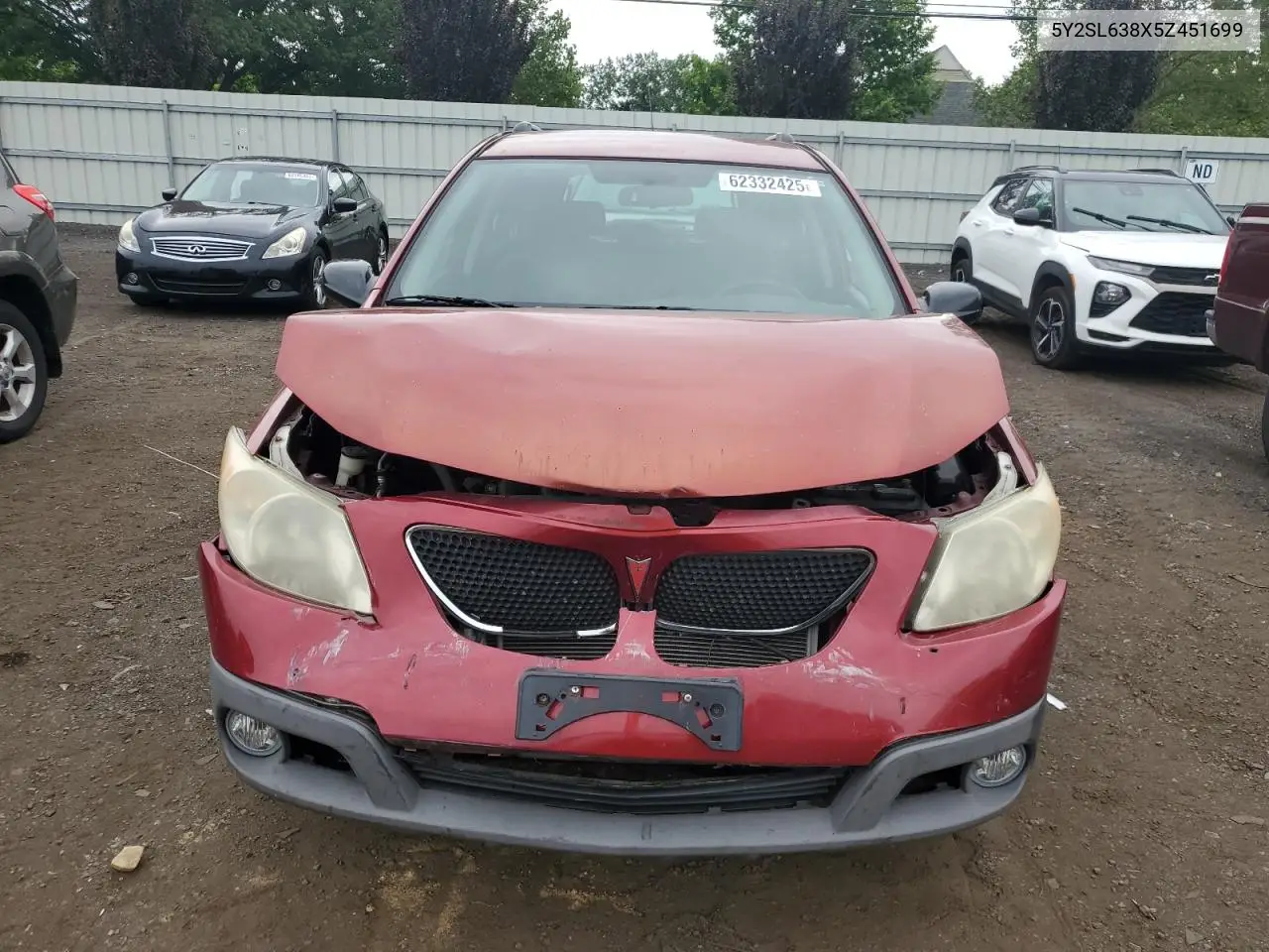 2005 Pontiac Vibe VIN: 5Y2SL638X5Z451699 Lot: 62332425