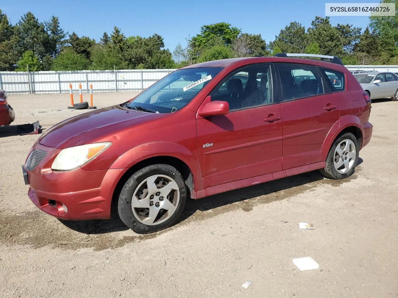 2006 Pontiac Vibe VIN: 5Y2SL65816Z460726 Lot: 56063175