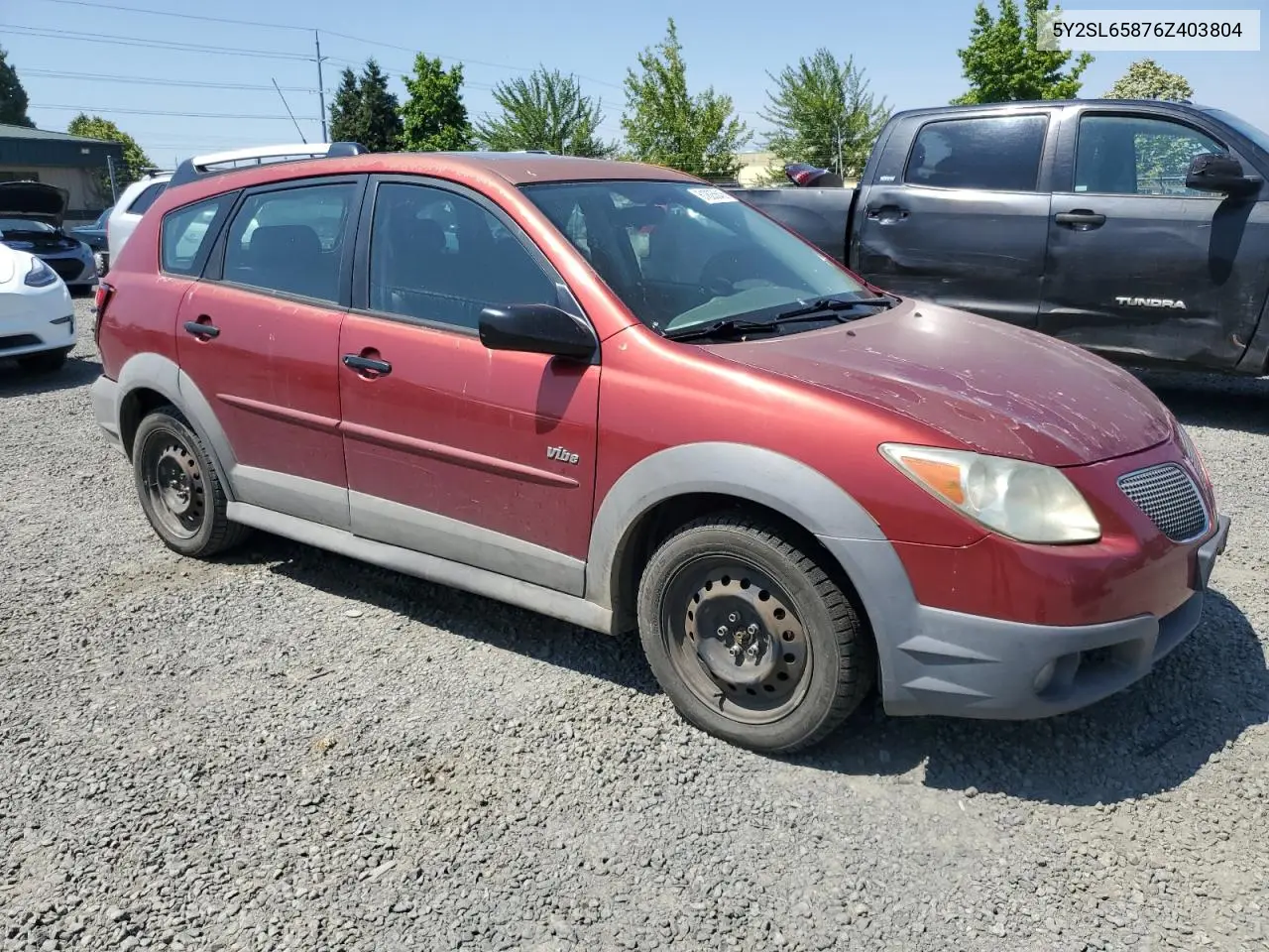2006 Pontiac Vibe VIN: 5Y2SL65876Z403804 Lot: 61805645