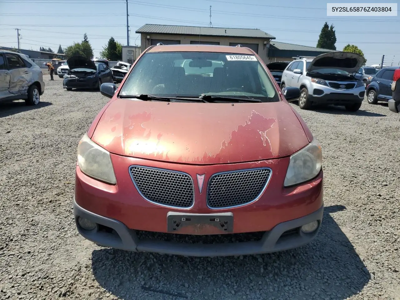2006 Pontiac Vibe VIN: 5Y2SL65876Z403804 Lot: 61805645