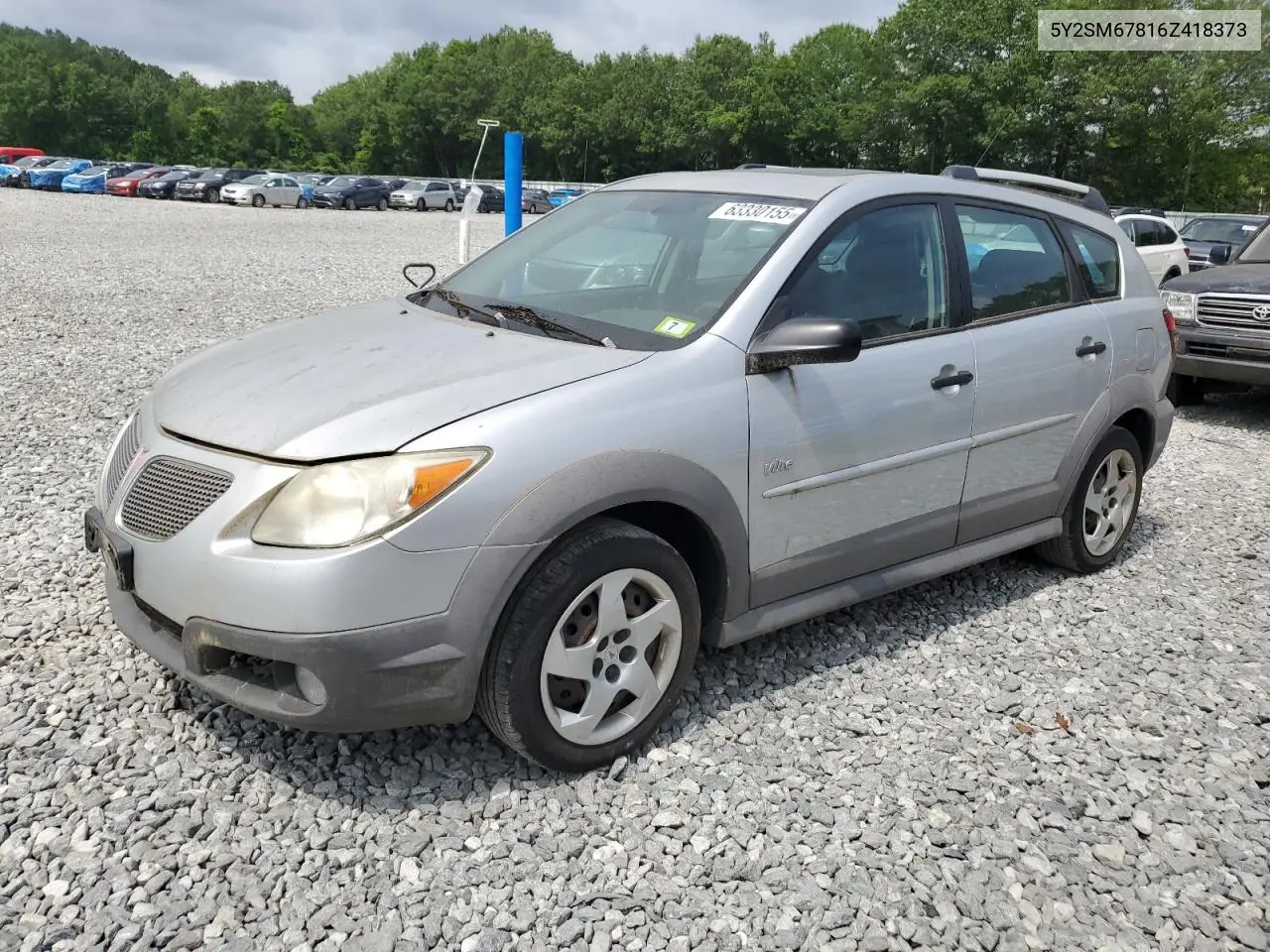 2006 Pontiac Vibe VIN: 5Y2SM67816Z418373 Lot: 63330155
