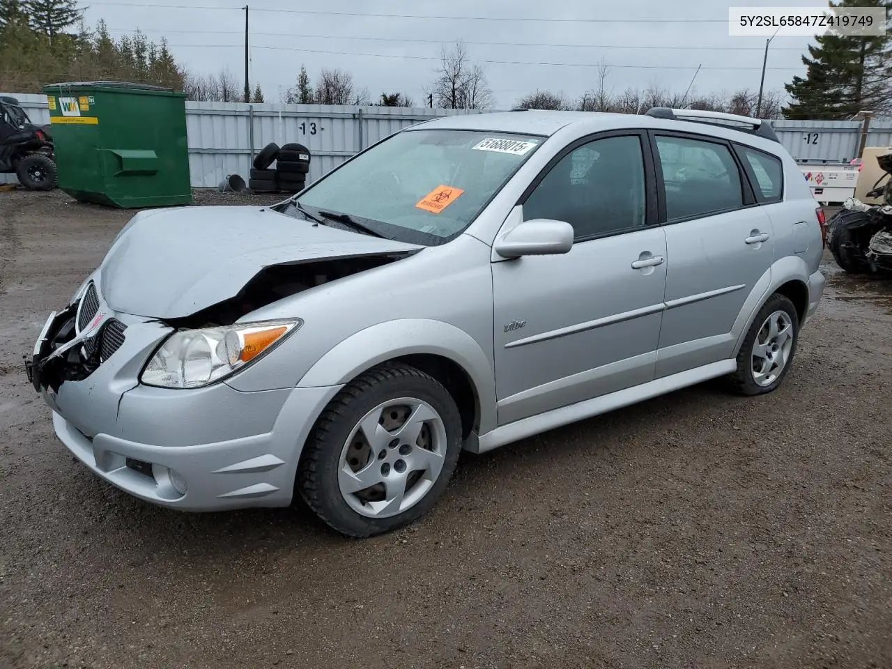 2007 Pontiac Vibe VIN: 5Y2SL65847Z419749 Lot: 51688015