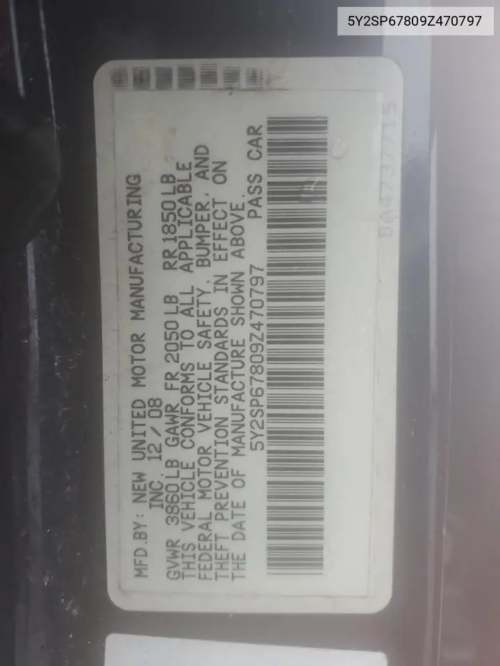2009 Pontiac Vibe VIN: 5Y2SP67809Z470797 Lot: 50264665