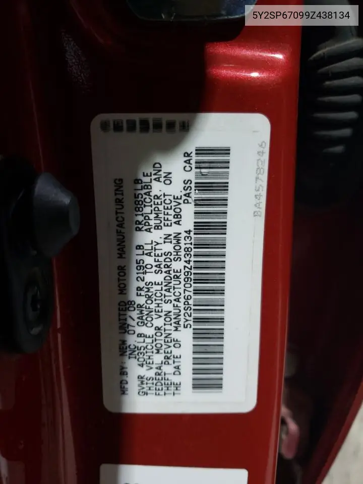 2009 Pontiac Vibe VIN: 5Y2SP67099Z438134 Lot: 63775405