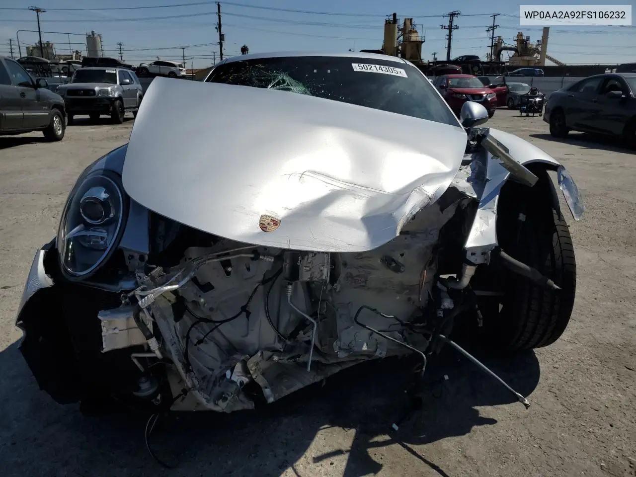 2015 Porsche 911 Carrera VIN: WP0AA2A92FS106232 Lot: 50214305
