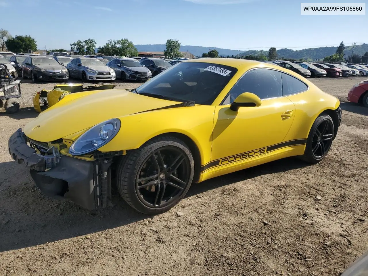 2015 Porsche 911 Carrera VIN: WP0AA2A99FS106860 Lot: 53307485