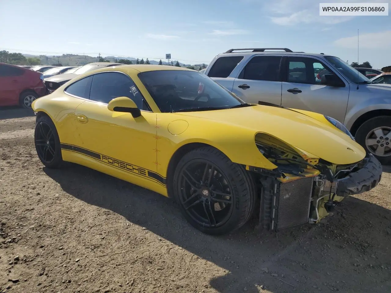 2015 Porsche 911 Carrera VIN: WP0AA2A99FS106860 Lot: 53307485