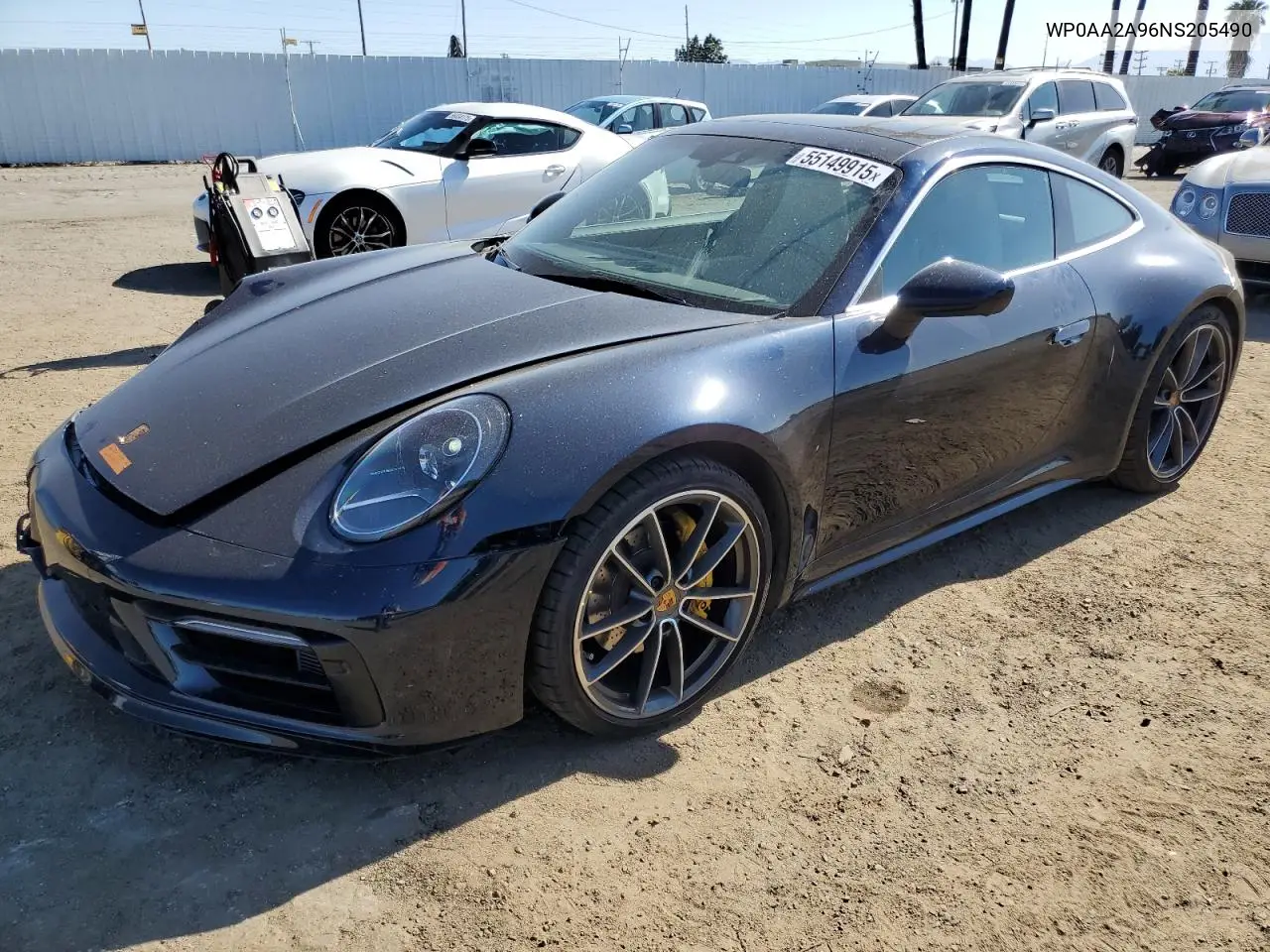 2022 Porsche 911 Carrera VIN: WP0AA2A96NS205490 Lot: 55149915