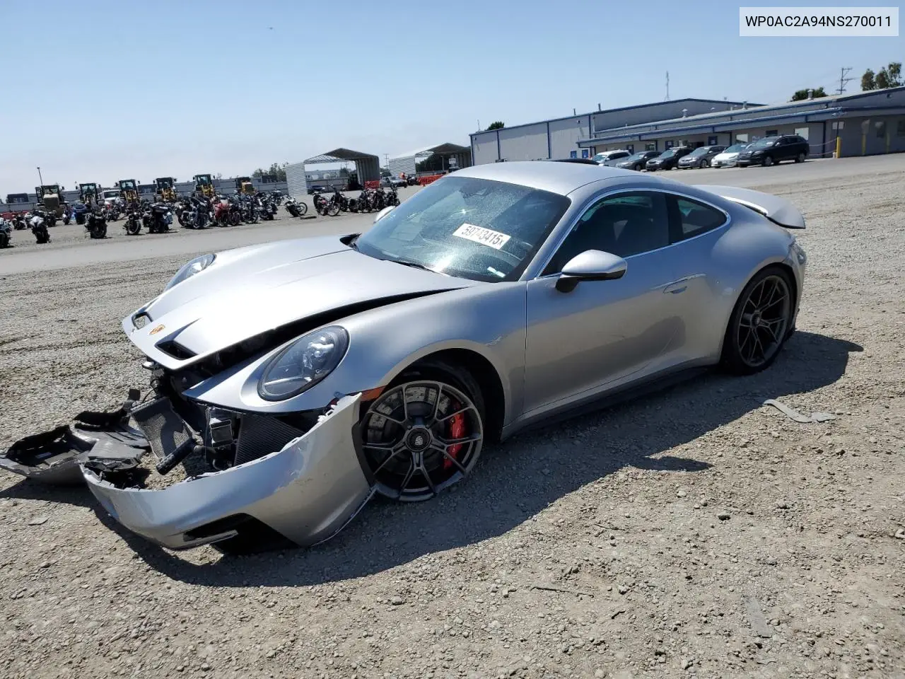 2022 Porsche 911 Gt3 VIN: WP0AC2A94NS270011 Lot: 59743415