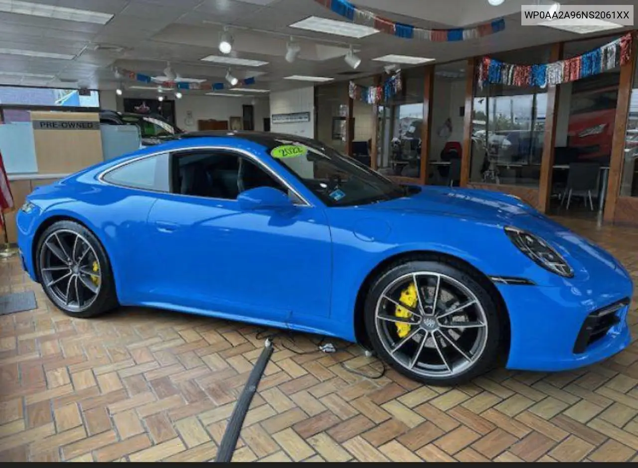 2022 Porsche 911 Carrera VIN: WP0AA2A96NS2061XX Lot: 61761515