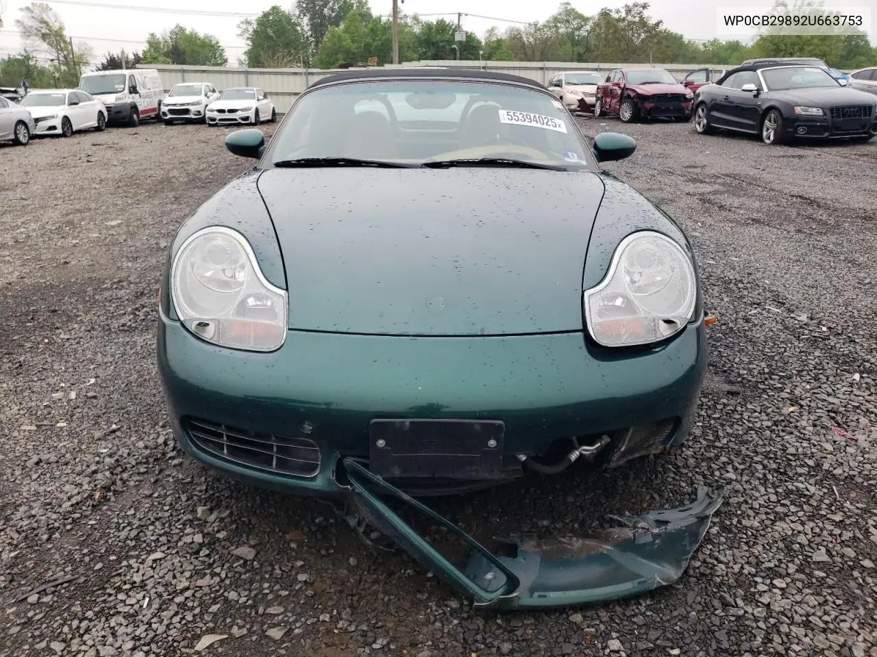 2002 Porsche Boxster S VIN: WP0CB29892U663753 Lot: 55394025