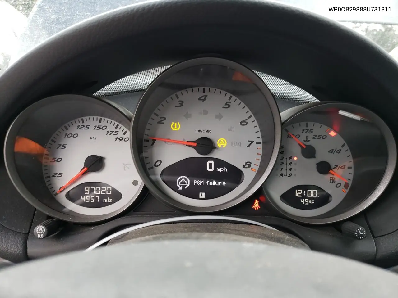 2008 Porsche Boxster S VIN: WP0CB29888U731811 Lot: 52995845