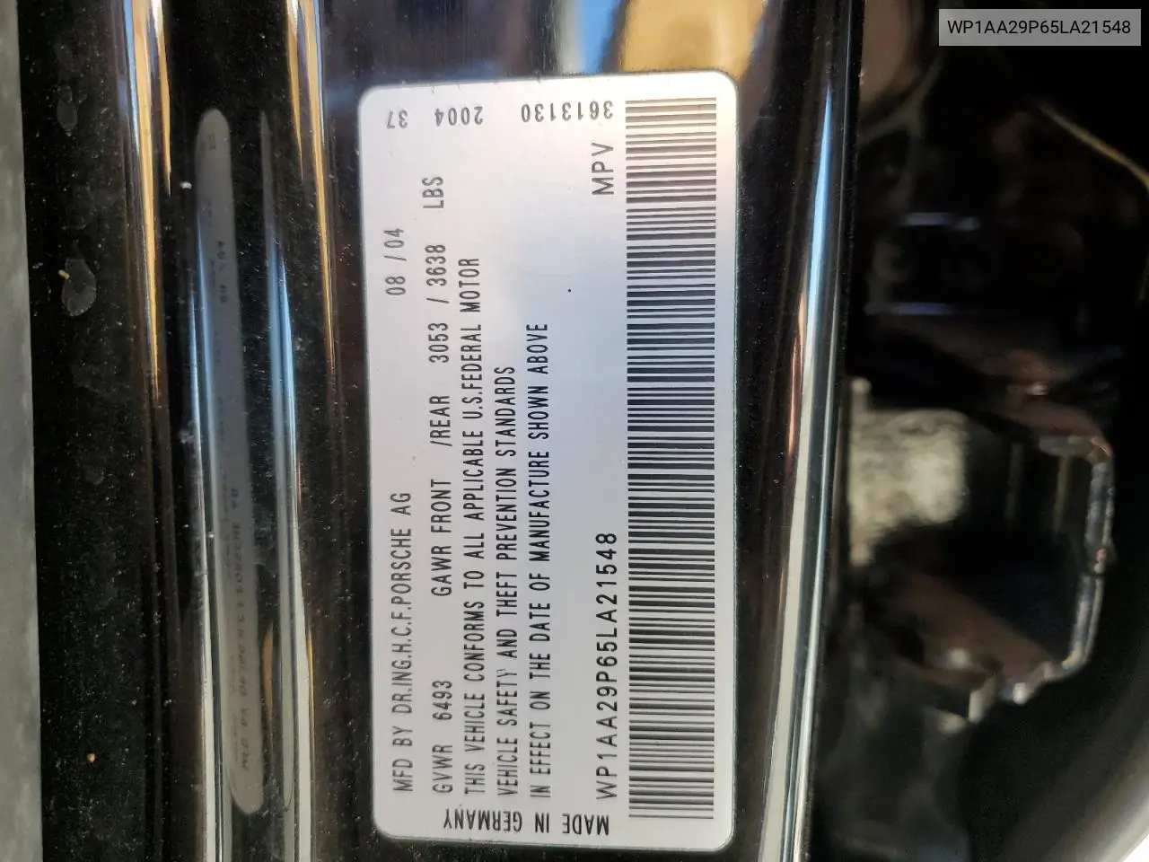 2005 Porsche Cayenne VIN: WP1AA29P65LA21548 Lot: 55642445
