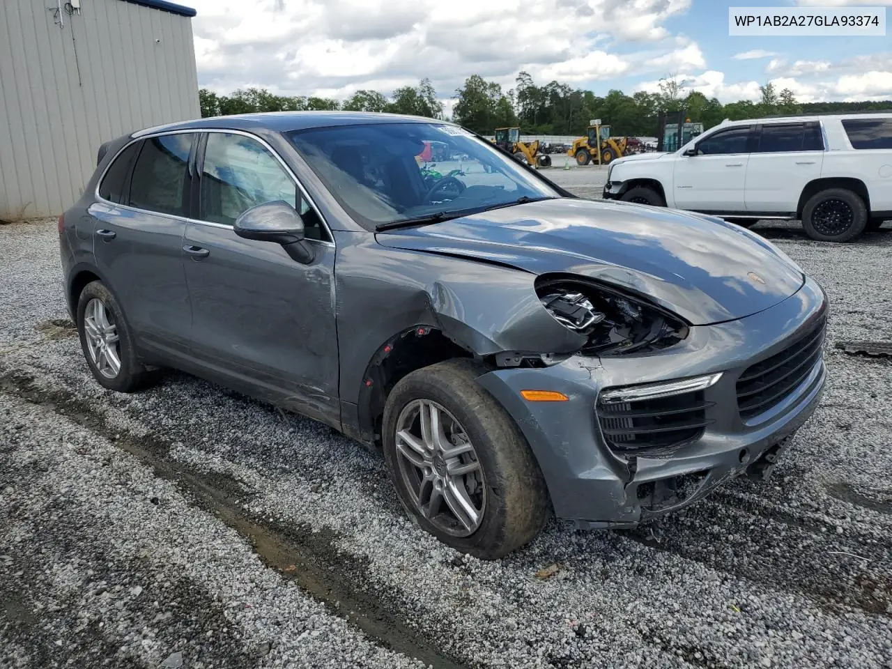 2016 Porsche Cayenne S VIN: WP1AB2A27GLA93374 Lot: 56962165
