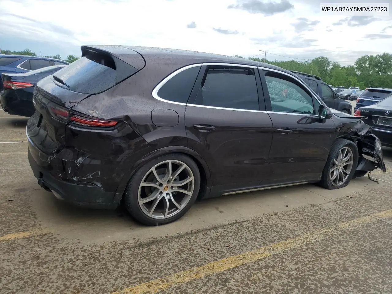 2021 Porsche Cayenne S VIN: WP1AB2AY5MDA27223 Lot: 56002375