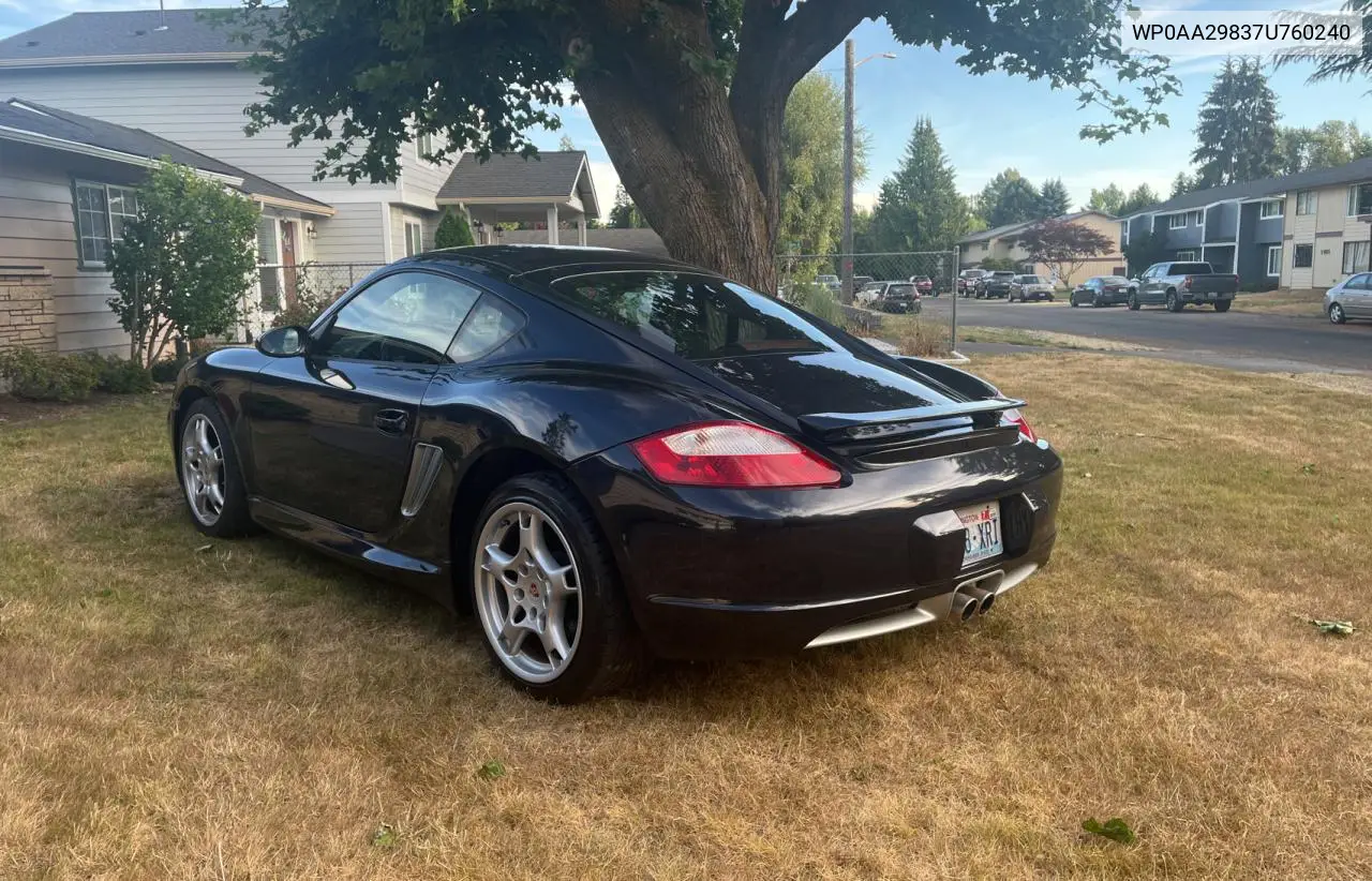 2007 Porsche Cayman VIN: WP0AA29837U760240 Lot: 65841855