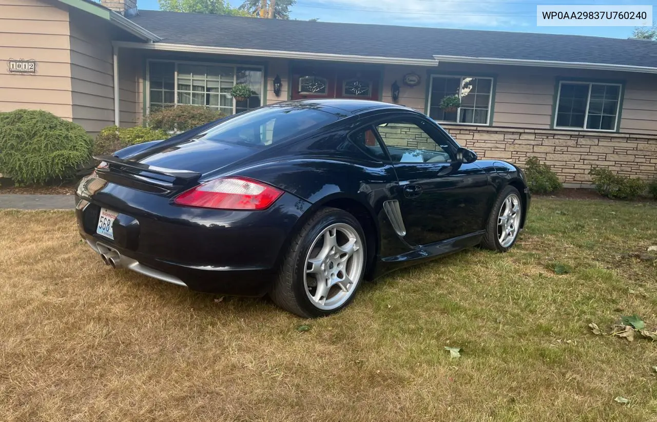 2007 Porsche Cayman VIN: WP0AA29837U760240 Lot: 65841855