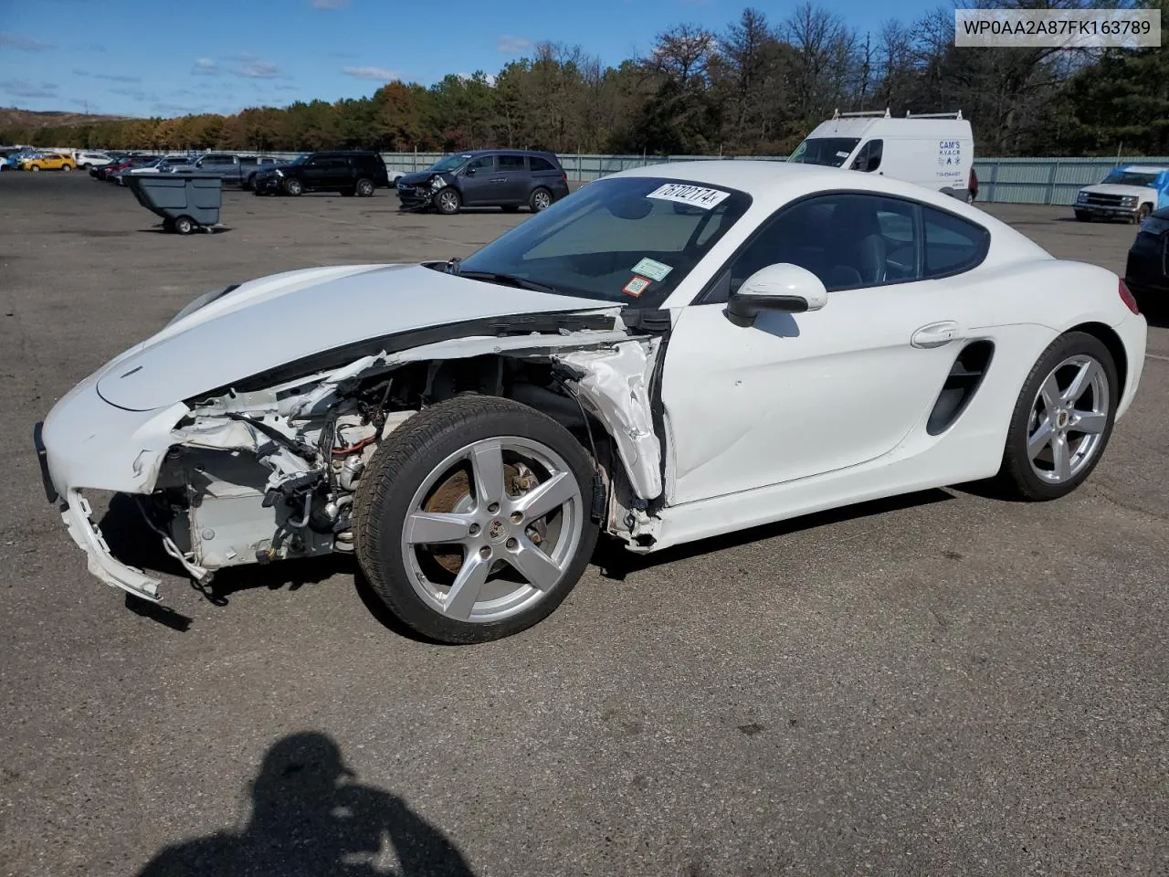 2015 Porsche Cayman VIN: WP0AA2A87FK163789 Lot: 76702174