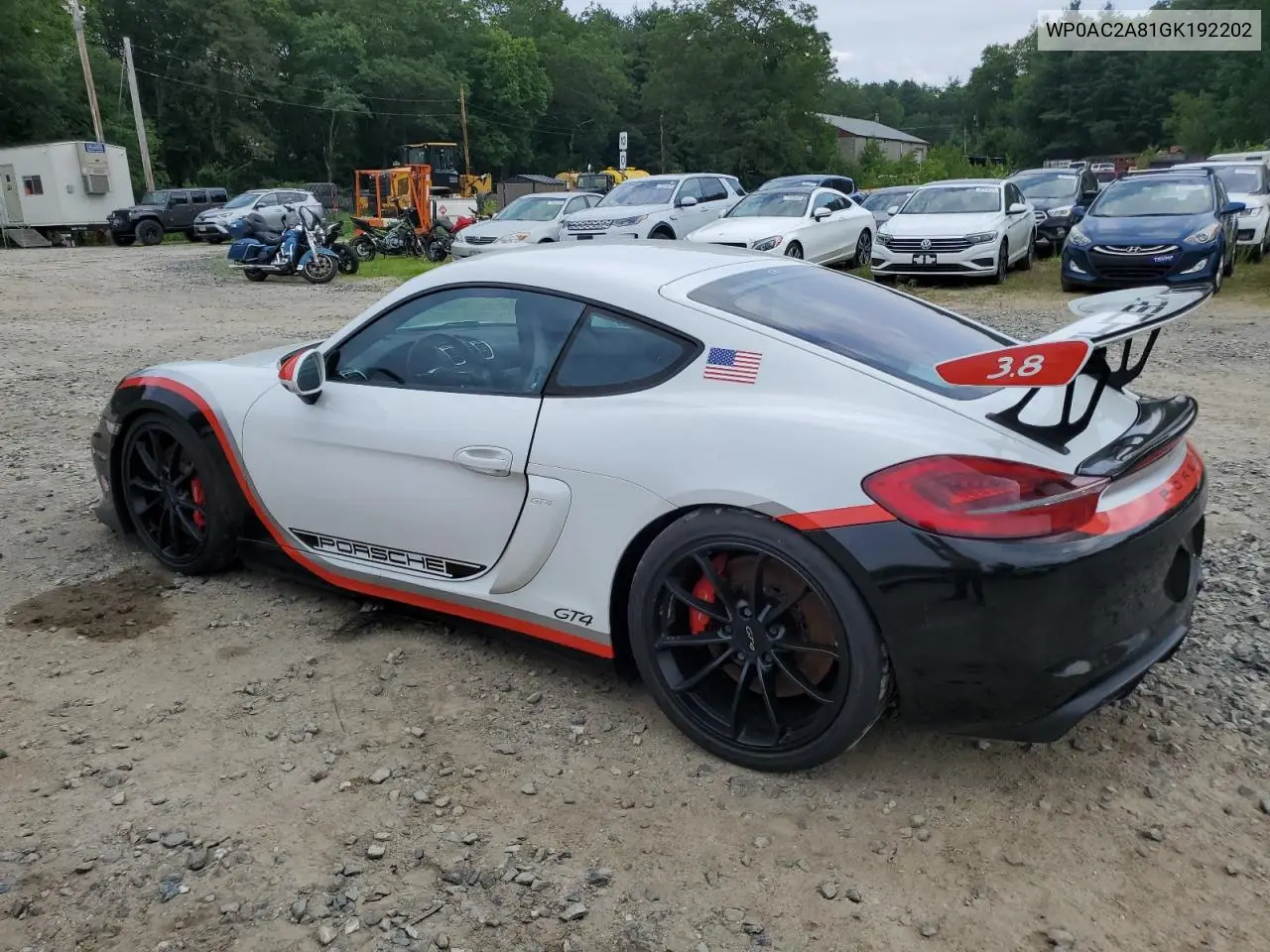 2016 Porsche Cayman Gt4 VIN: WP0AC2A81GK192202 Lot: 61072265