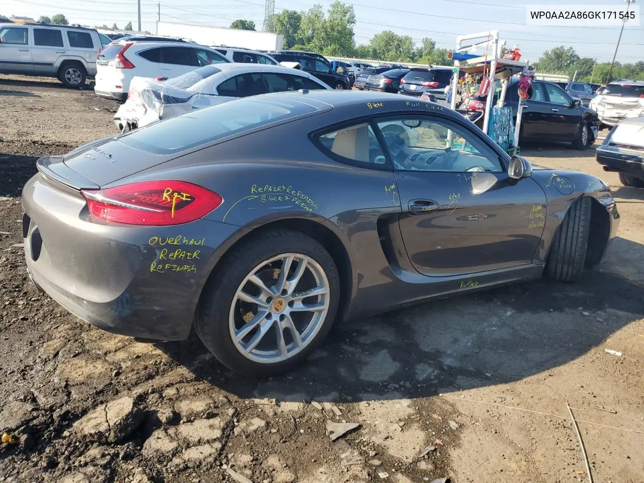 2016 Porsche Cayman VIN: WP0AA2A86GK171545 Lot: 62690385