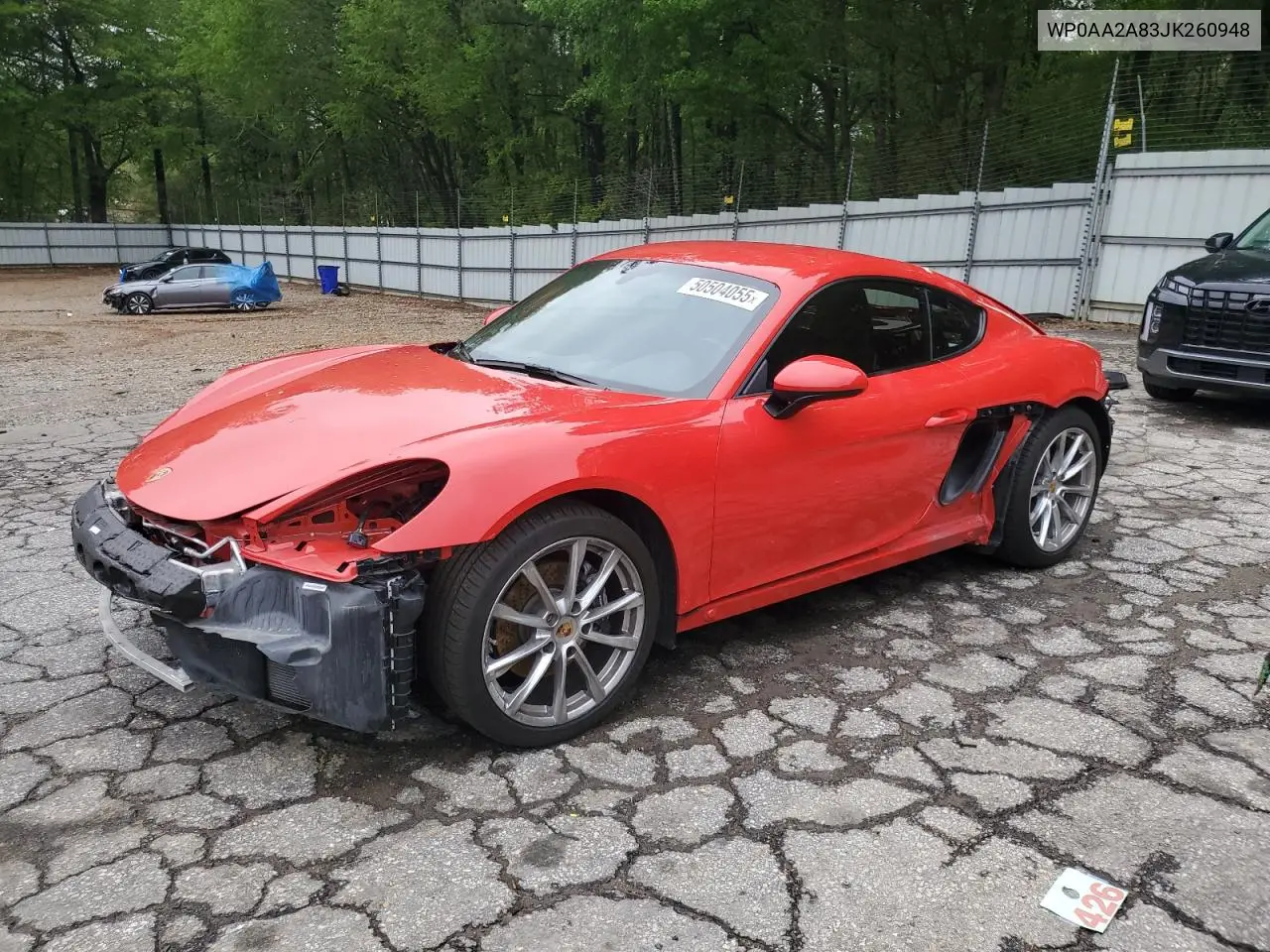 2018 Porsche Cayman VIN: WP0AA2A83JK260948 Lot: 50504055