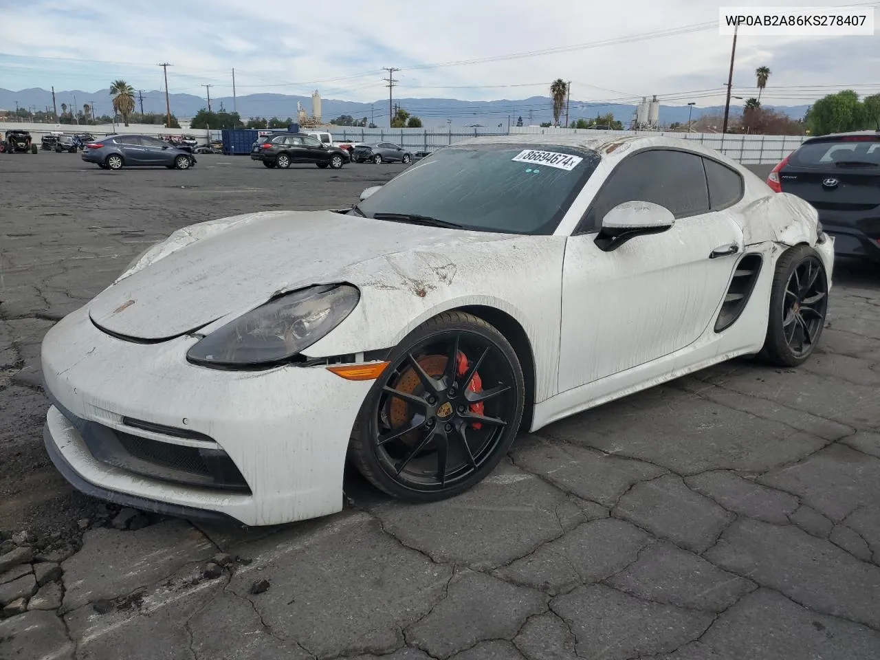 2019 Porsche Cayman S VIN: WP0AB2A86KS278407 Lot: 86694674