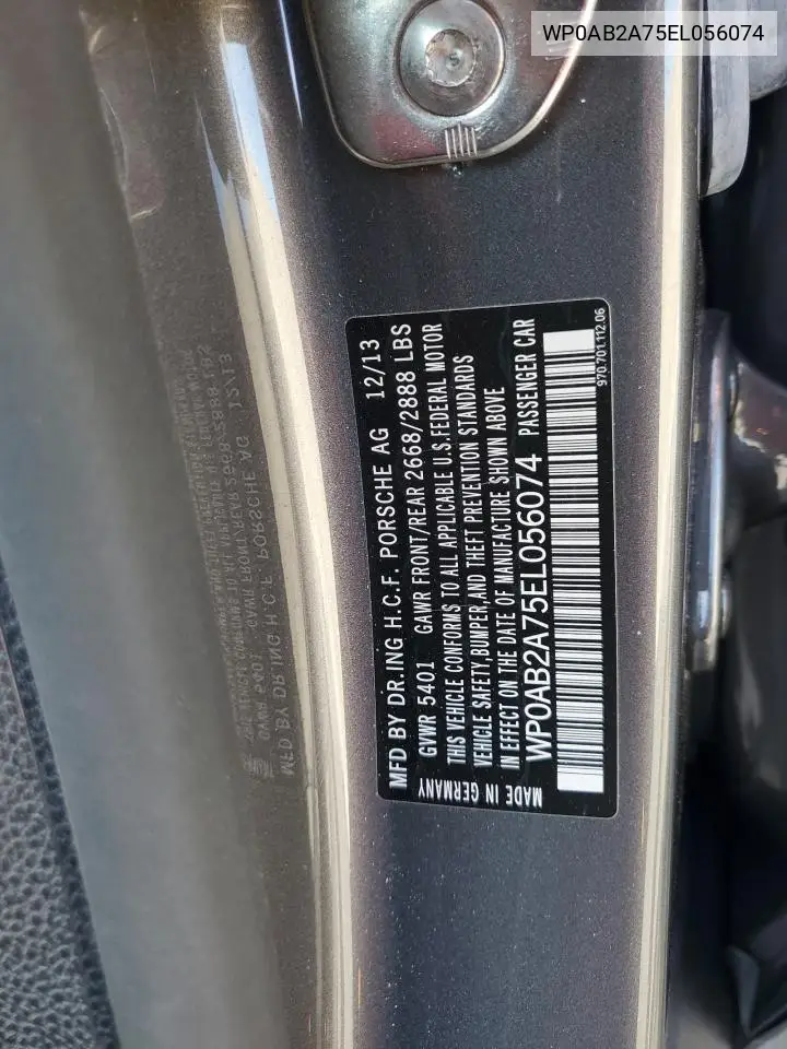2014 Porsche Panamera S VIN: WP0AB2A75EL056074 Lot: 56334745