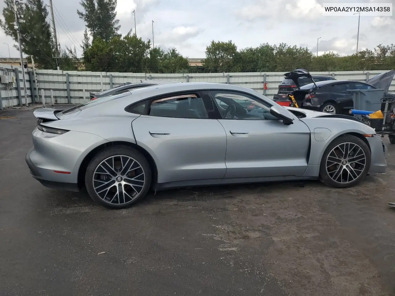 2021 Porsche Taycan VIN: WP0AA2Y12MSA14358 Lot: 89400085