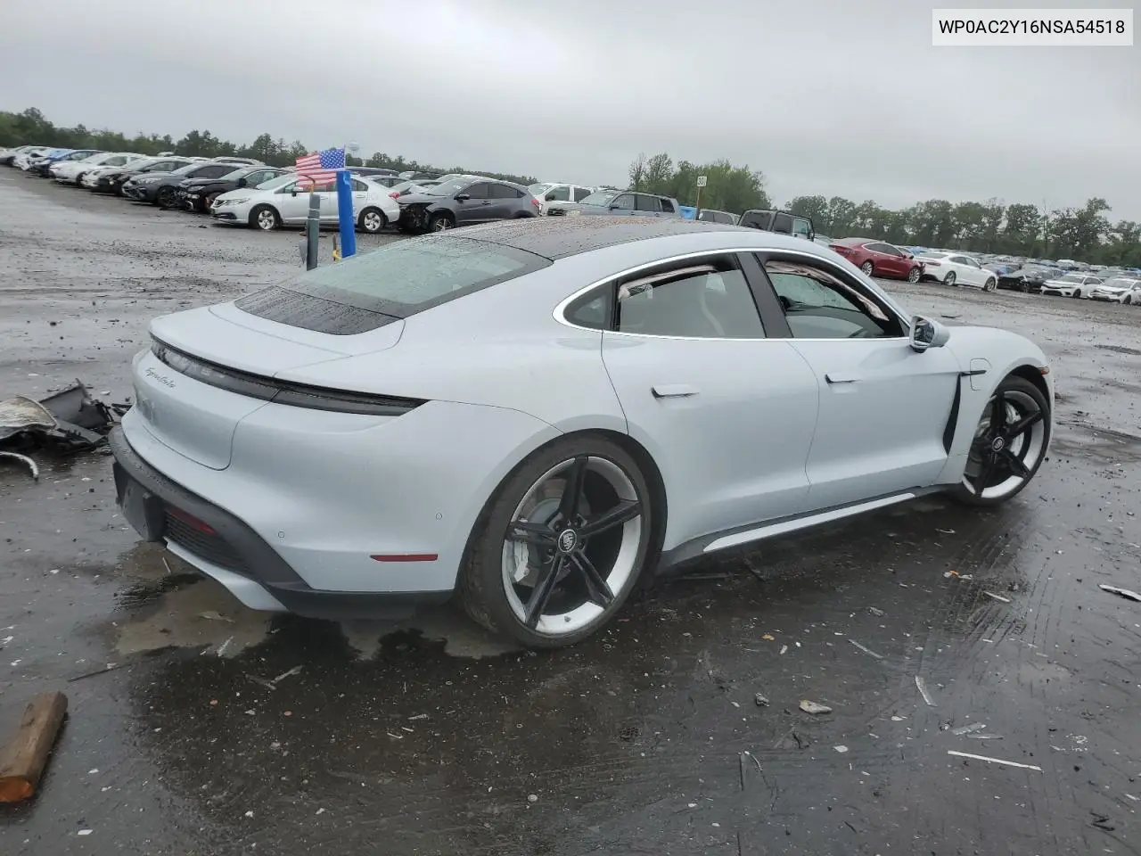 2022 Porsche Taycan Turbo VIN: WP0AC2Y16NSA54518 Lot: 60860855