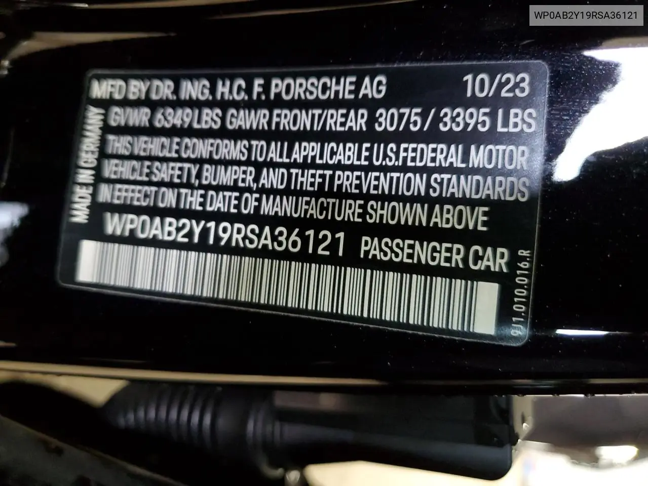 2024 Porsche Taycan 4S VIN: WP0AB2Y19RSA36121 Lot: 53691625
