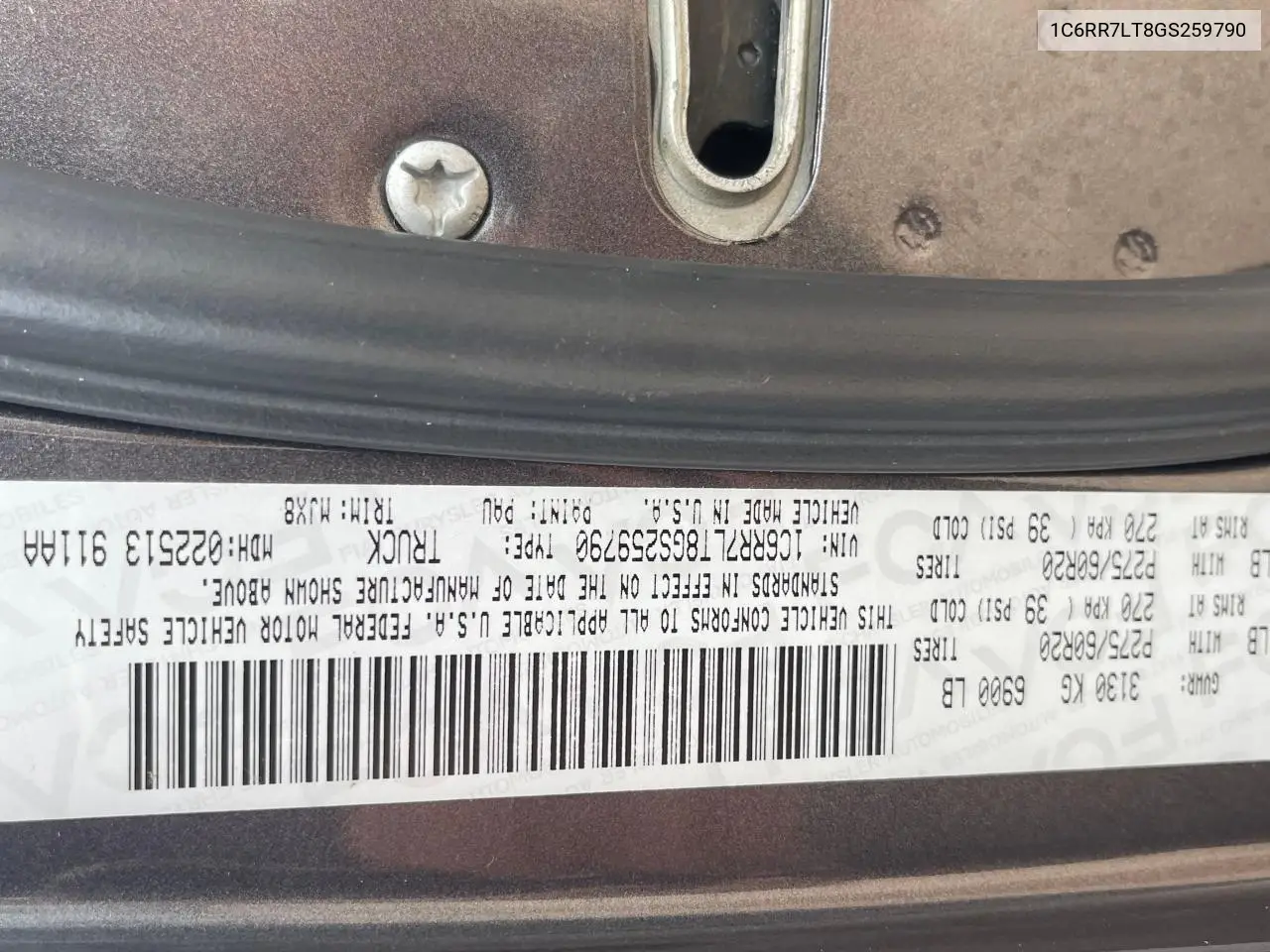 2016 Ram 1500 Slt VIN: 1C6RR7LT8GS259790 Lot: 63858545