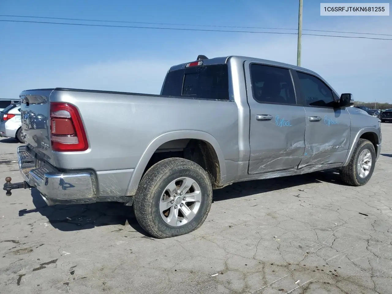 2019 Ram 1500 Laramie VIN: 1C6SRFJT6KN681255 Lot: 50962455
