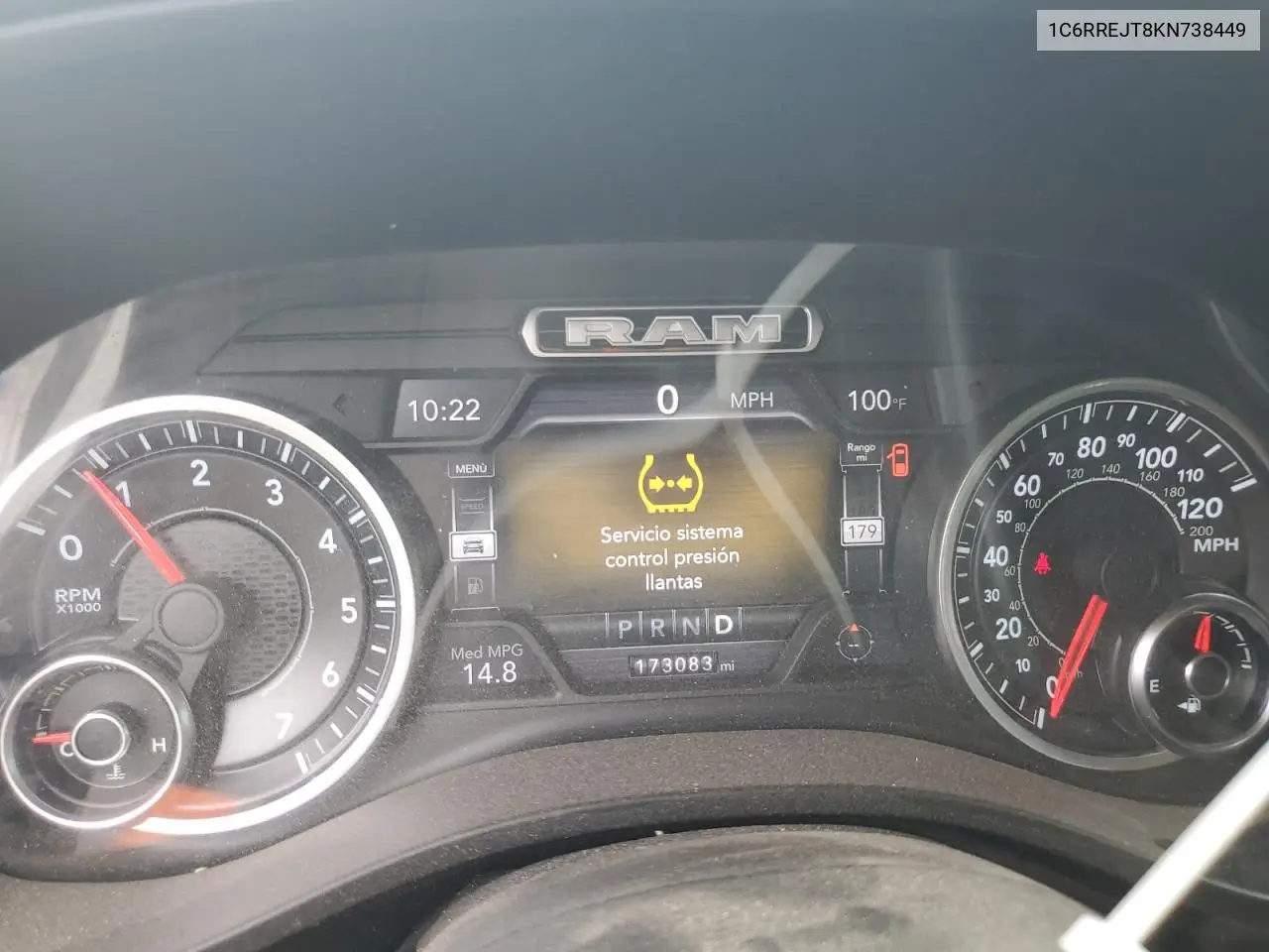 2019 Ram 1500 Laramie VIN: 1C6RREJT8KN738449 Lot: 56935305