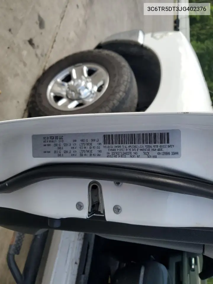 2018 Ram 2500 Slt VIN: 3C6TR5DT3JG402376 Lot: 56796285