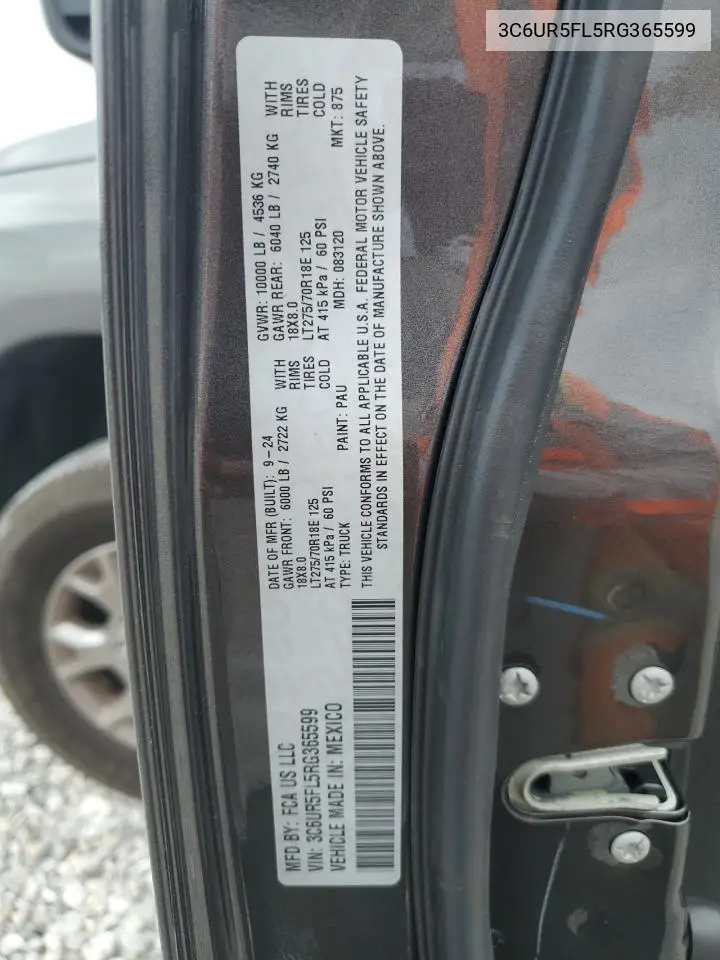 2024 Ram 2500 Laramie VIN: 3C6UR5FL5RG365599 Lot: 63196155