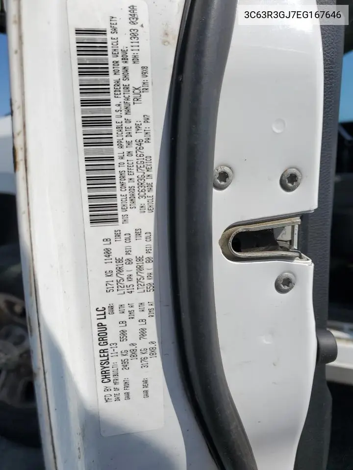 2014 Ram 3500 St VIN: 3C63R3GJ7EG167646 Lot: 62139595