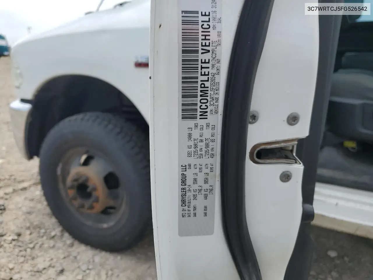 2015 Ram 3500 VIN: 3C7WRTCJ5FG526542 Lot: 64373355