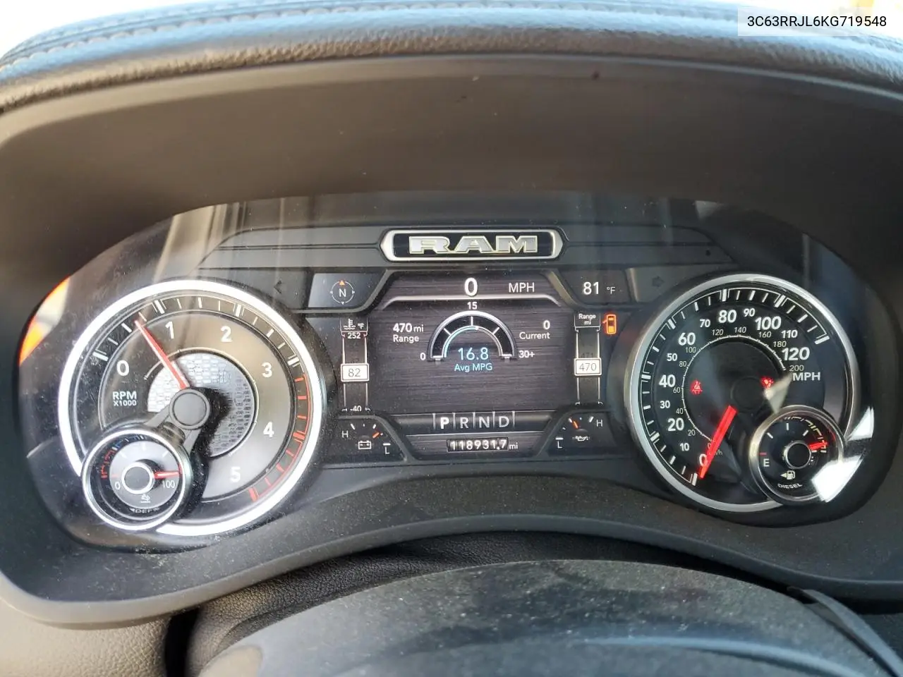 2019 Ram 3500 Laramie VIN: 3C63RRJL6KG719548 Lot: 61183825