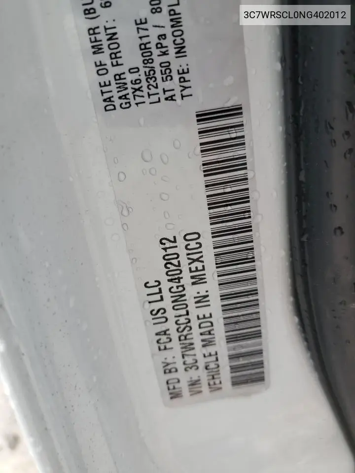 2022 Ram 3500 VIN: 3C7WRSCL0NG402012 Lot: 56492285