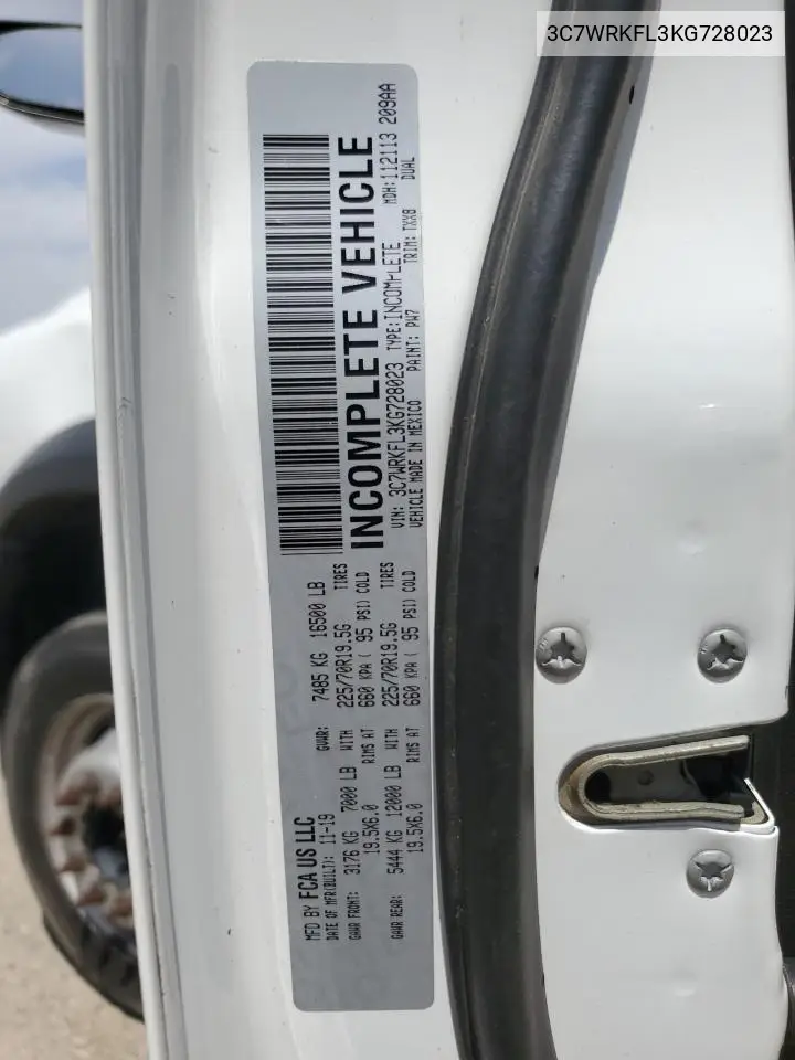 2019 Ram 4500 VIN: 3C7WRKFL3KG728023 Lot: 55528555