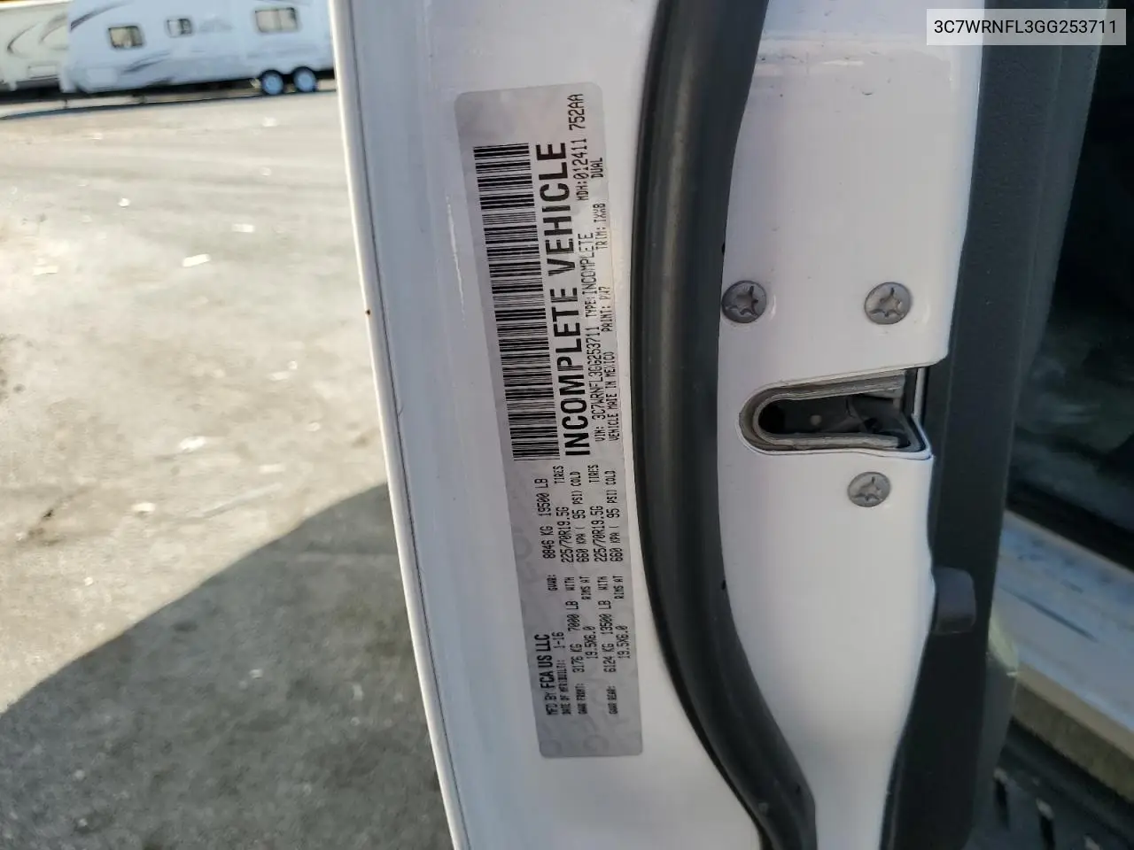 2016 Ram 5500 VIN: 3C7WRNFL3GG253711 Lot: 61590895