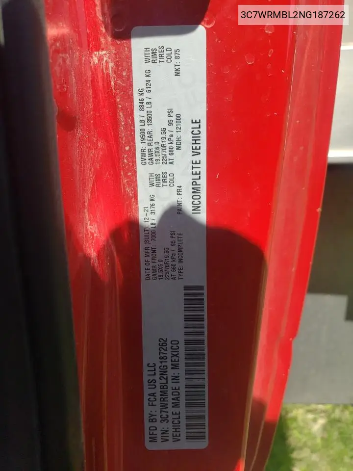 2022 Ram 5500 VIN: 3C7WRMBL2NG187262 Lot: 60662975