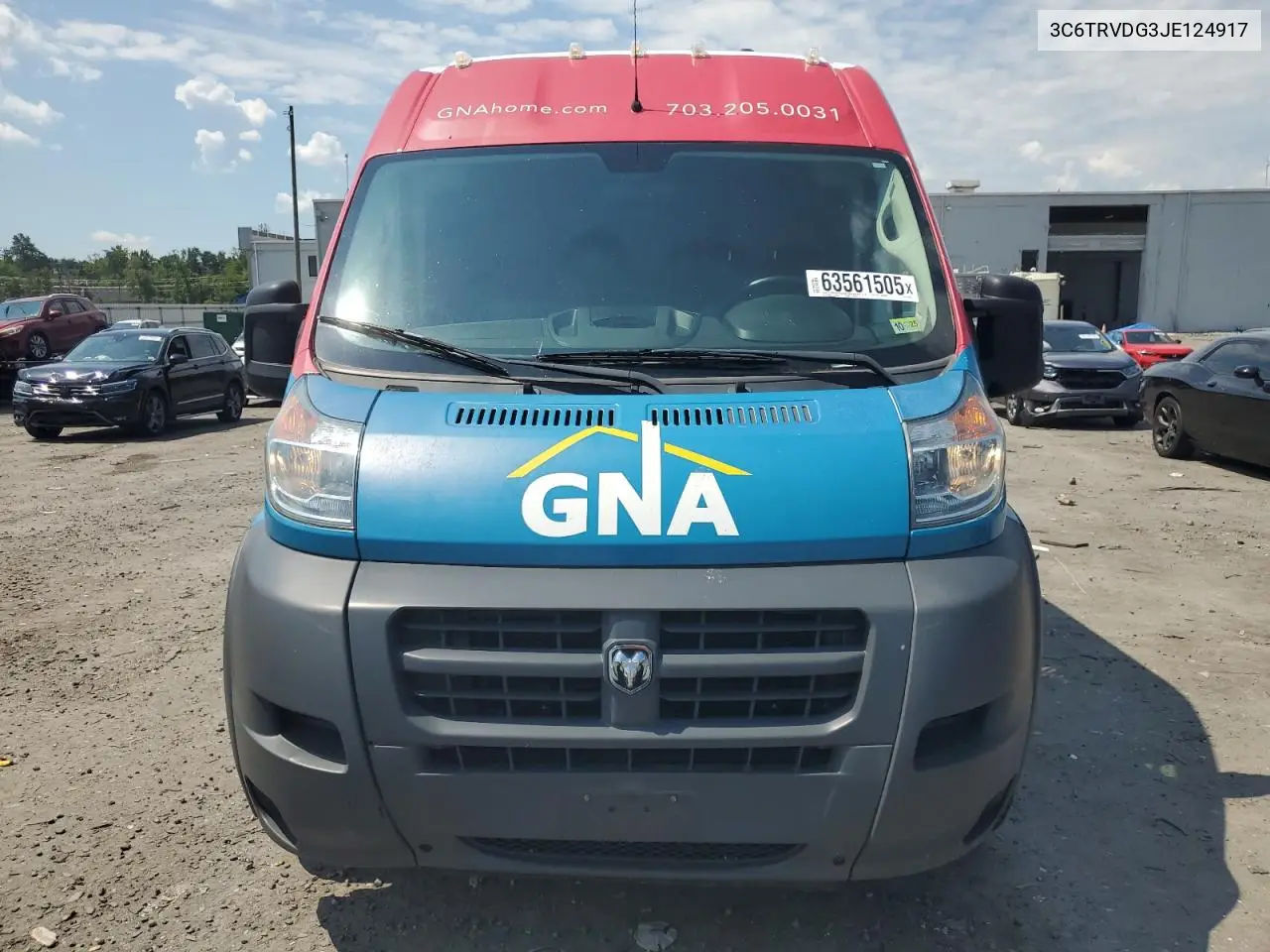2018 Ram Promaster 2500 2500 High VIN: 3C6TRVDG3JE124917 Lot: 63561505