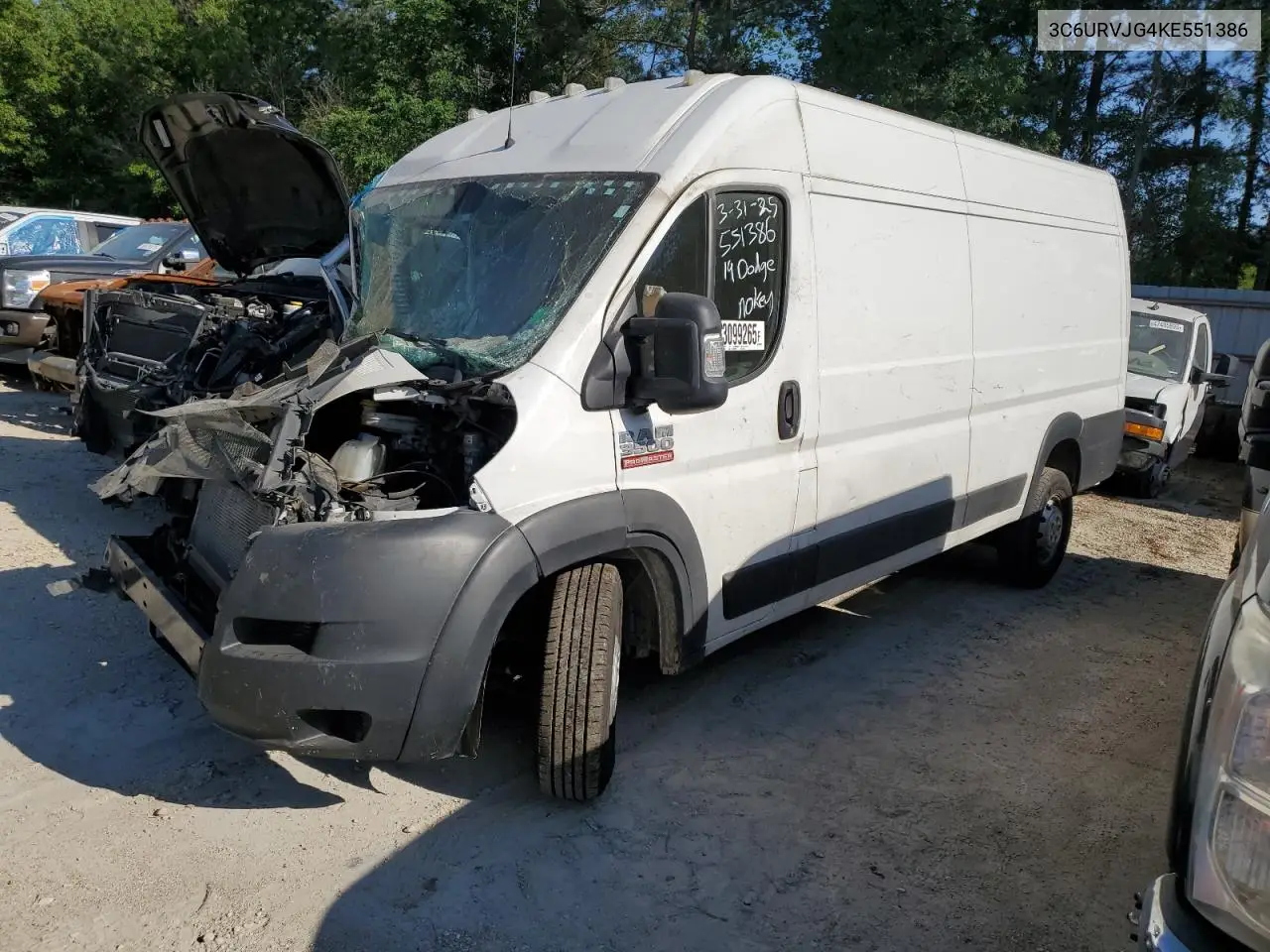2019 Ram Promaster 3500 3500 High VIN: 3C6URVJG4KE551386 Lot: 53099265