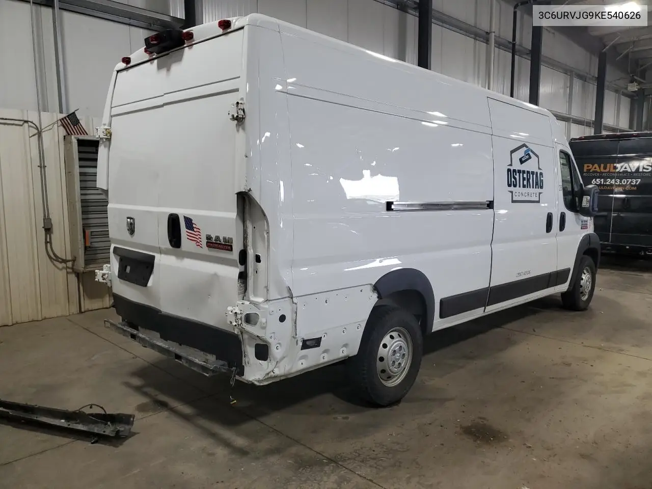 2019 Ram Promaster 3500 3500 High VIN: 3C6URVJG9KE540626 Lot: 56471295