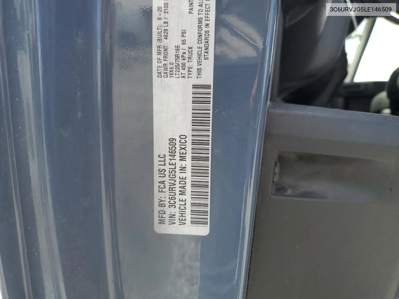 2020 Ram Promaster 3500 3500 High VIN: 3C6URVJG5LE146509 Lot: 53733765