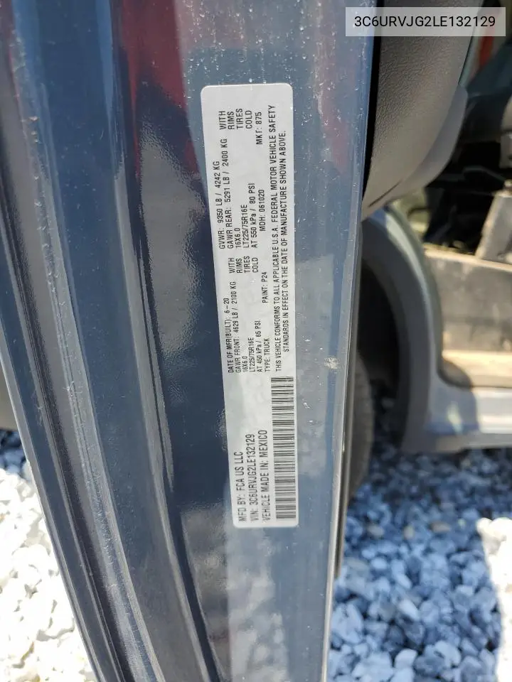 2020 Ram Promaster 3500 3500 High VIN: 3C6URVJG2LE132129 Lot: 54947892