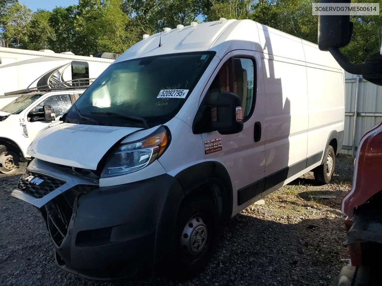 2021 Ram Promaster 2500 2500 High VIN: 3C6ERVDG7ME500614 Lot: 52092795
