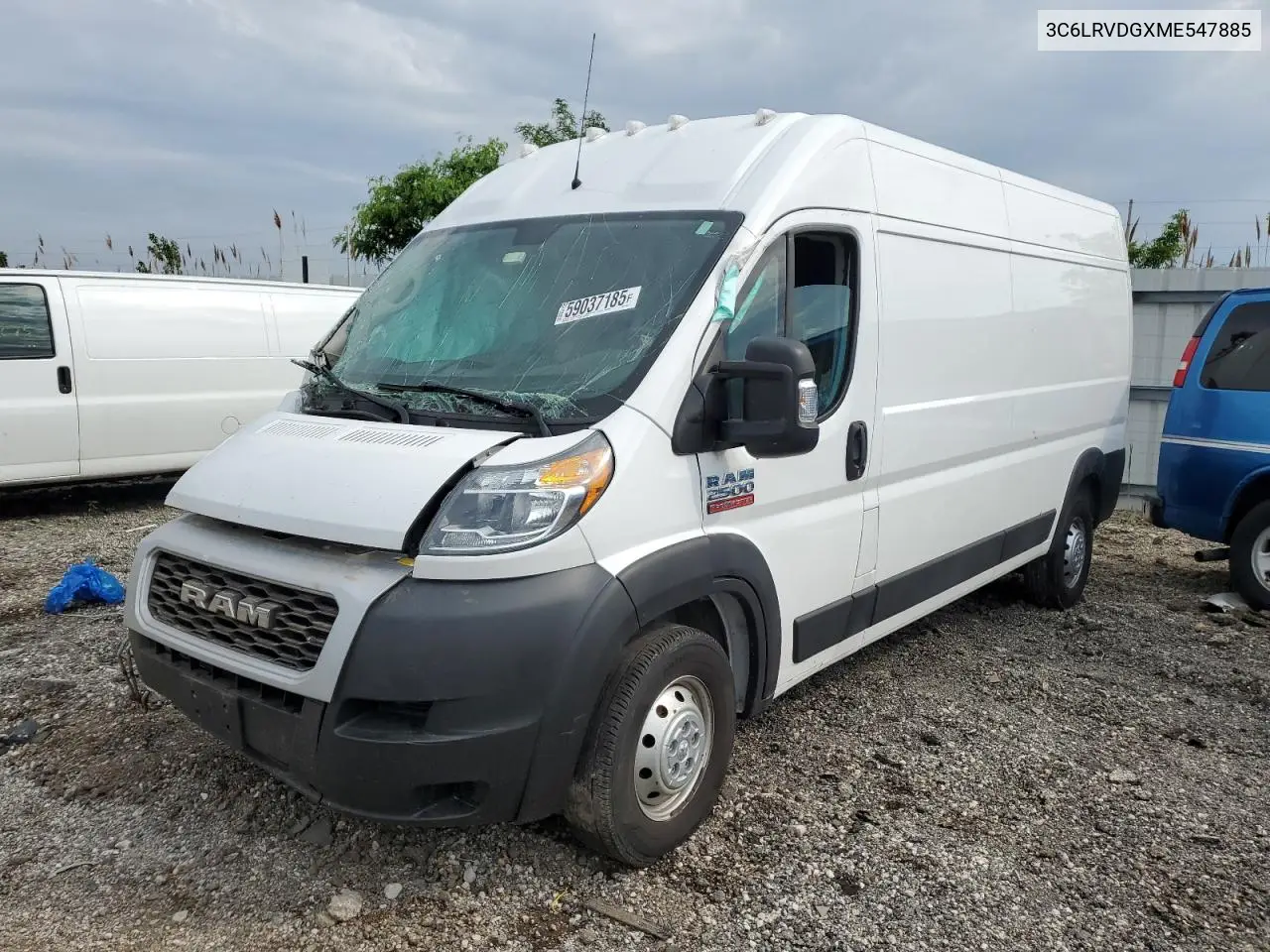 2021 Ram Promaster 2500 2500 High VIN: 3C6LRVDGXME547885 Lot: 59037185