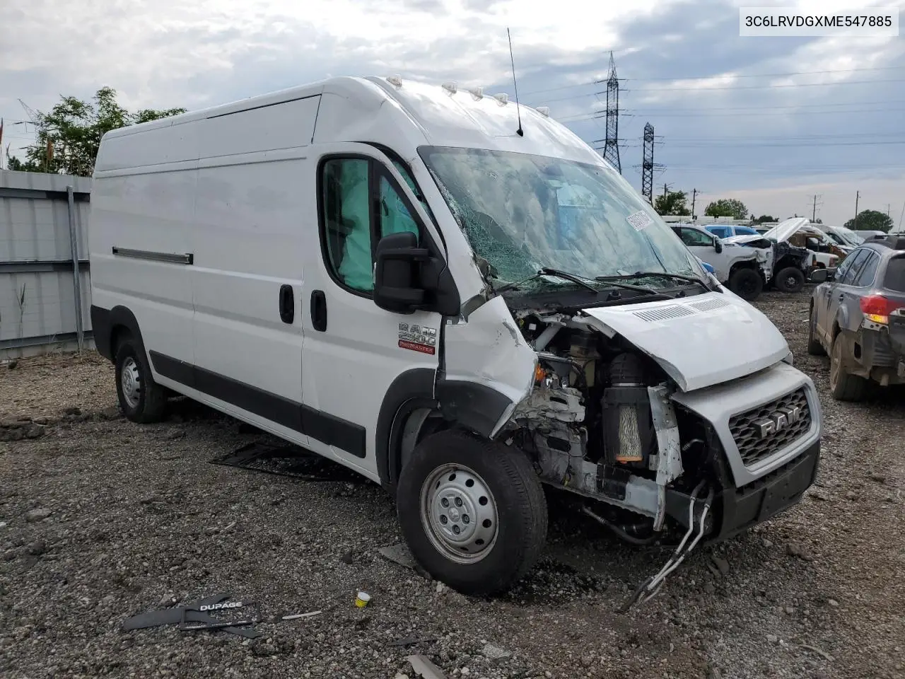 2021 Ram Promaster 2500 2500 High VIN: 3C6LRVDGXME547885 Lot: 59037185